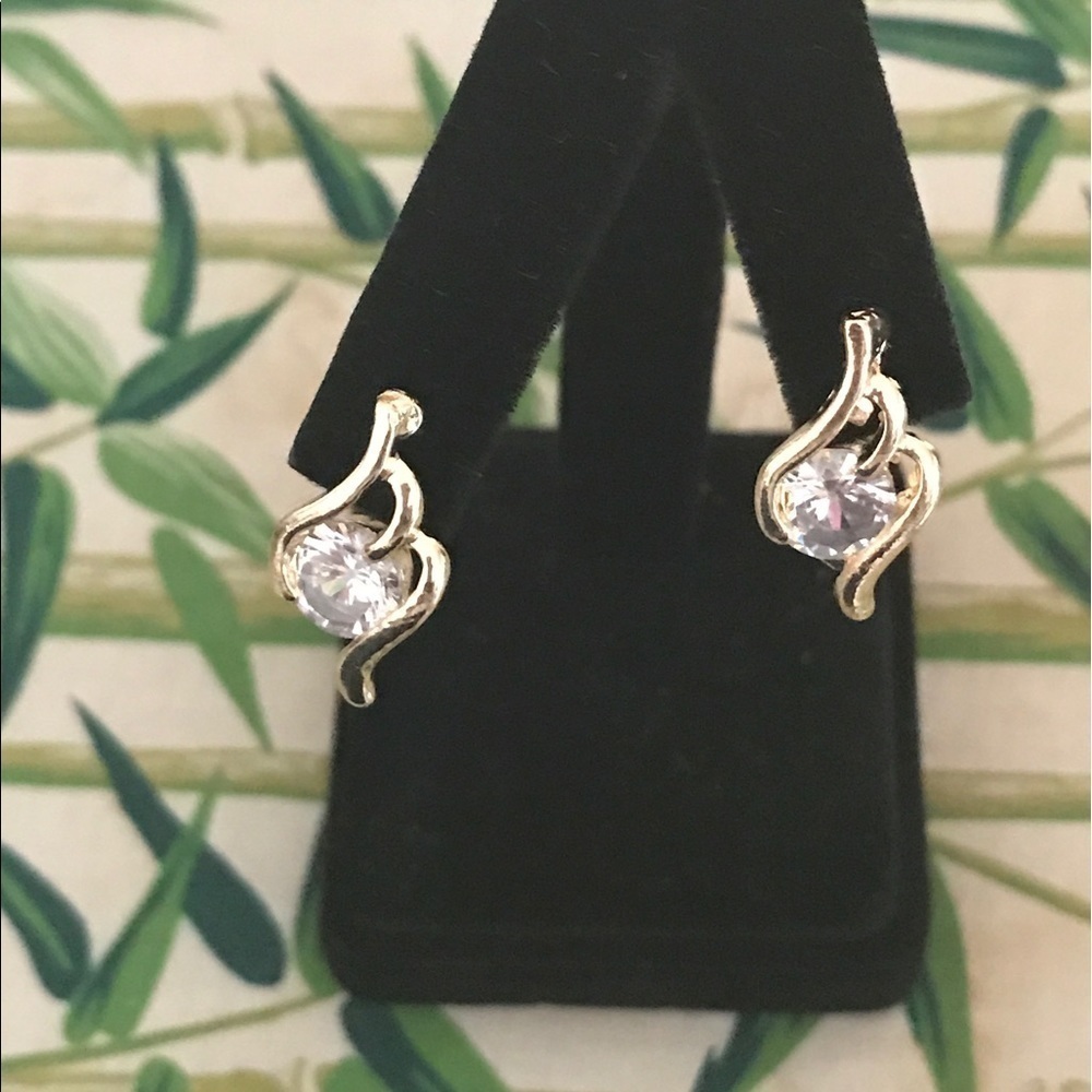 Cubic zirconia and silver necklace and earrings set